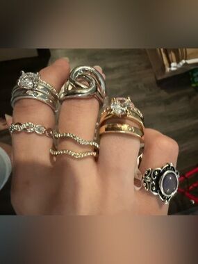 Sterling Silver & Gold Tone Mixed Metal Stackable Rings Bundle- Silver and Gold